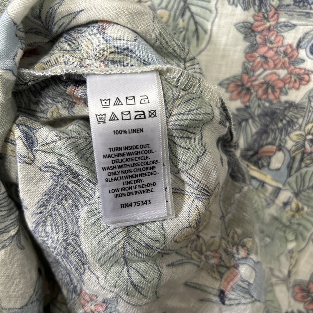 Tahari Womens Linen Top Size 1X Surfing Tropical Beach Print Resort Vacation - Picture 14 of 14